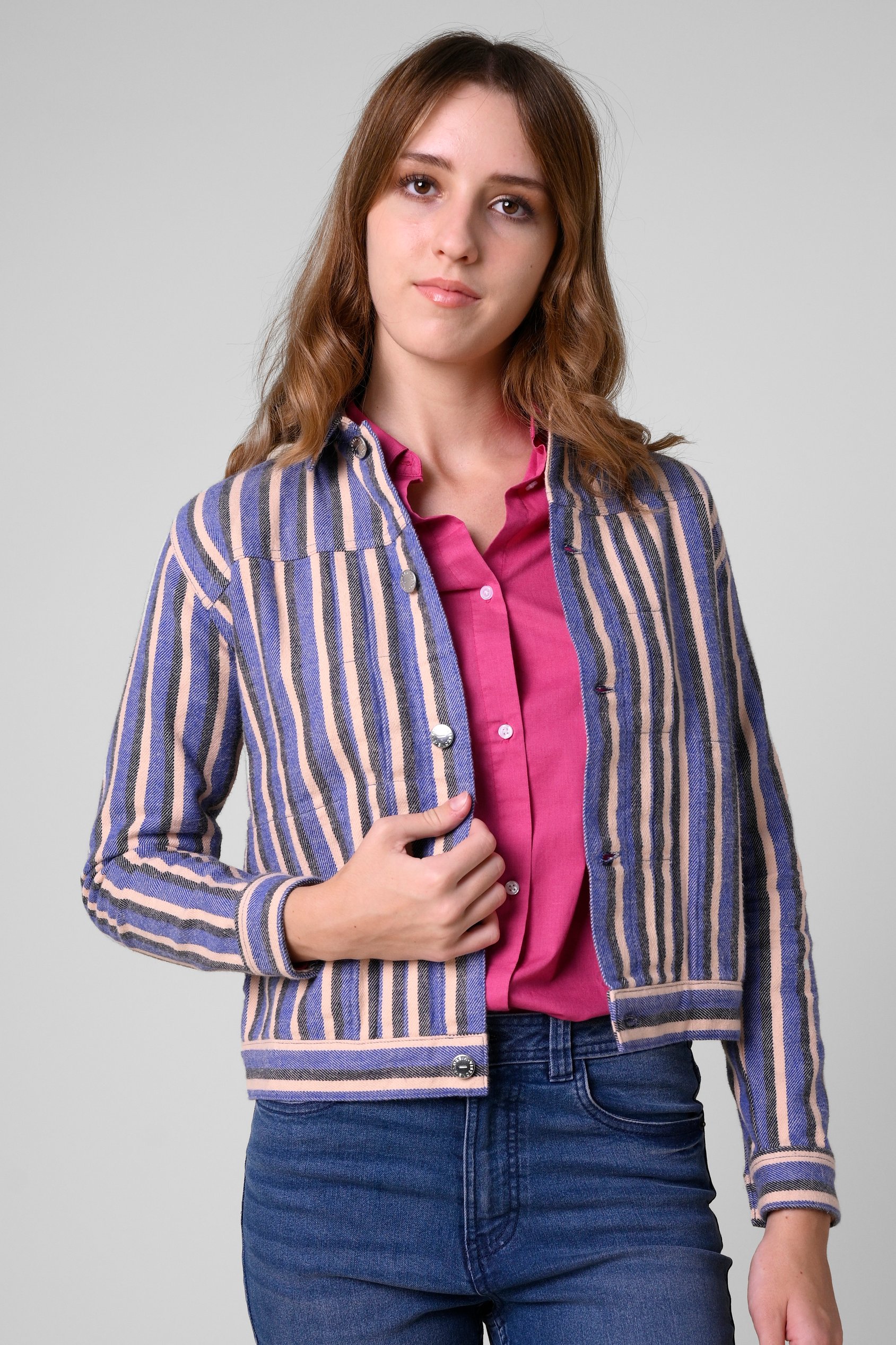 Enorsia Women's Blue Button-Front Jacket - Uk 10