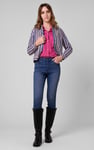 Womens Stripe Pattern Cropped Jacket