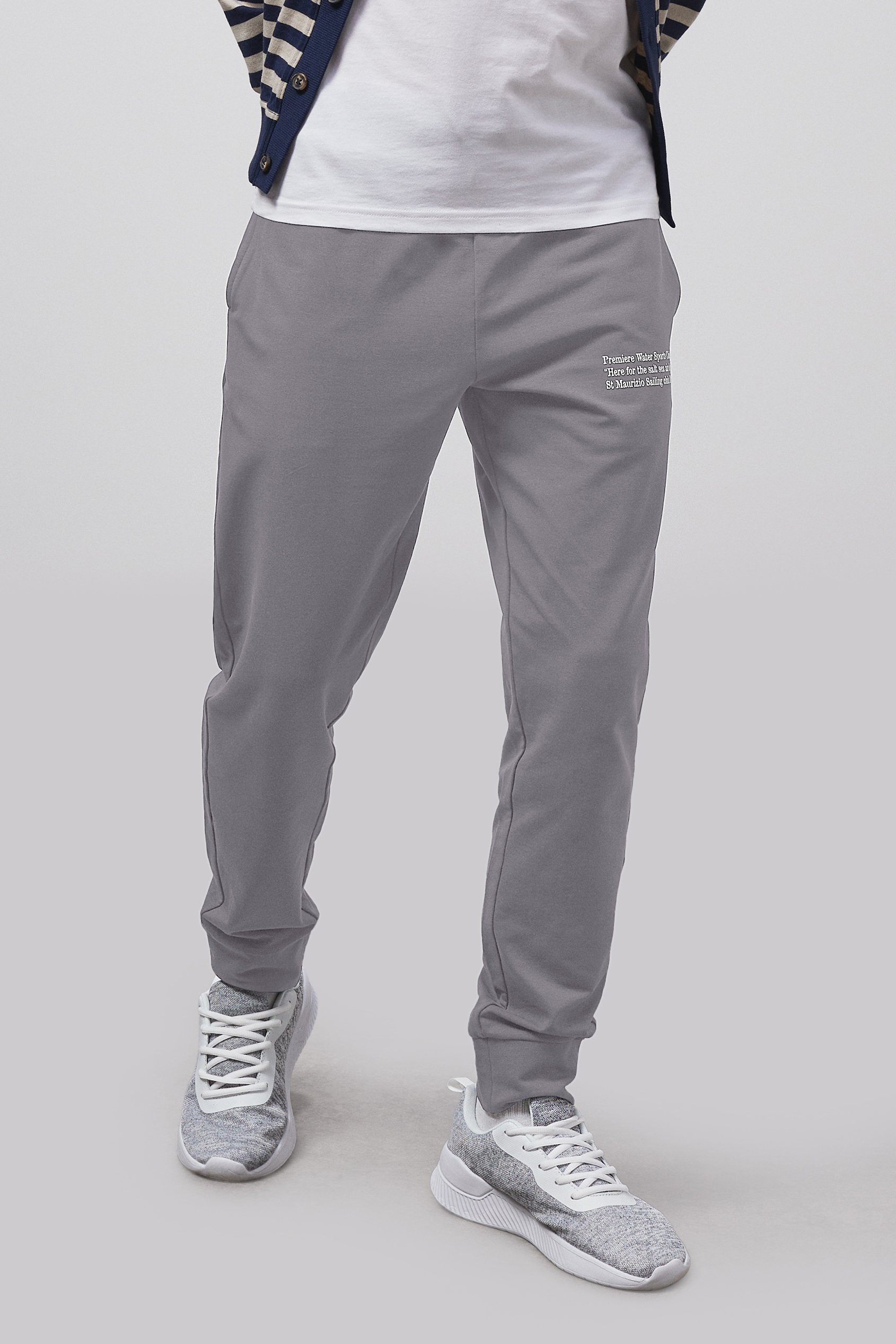 Enorsia Men's Grey Straight Leg Joggers - Uk M