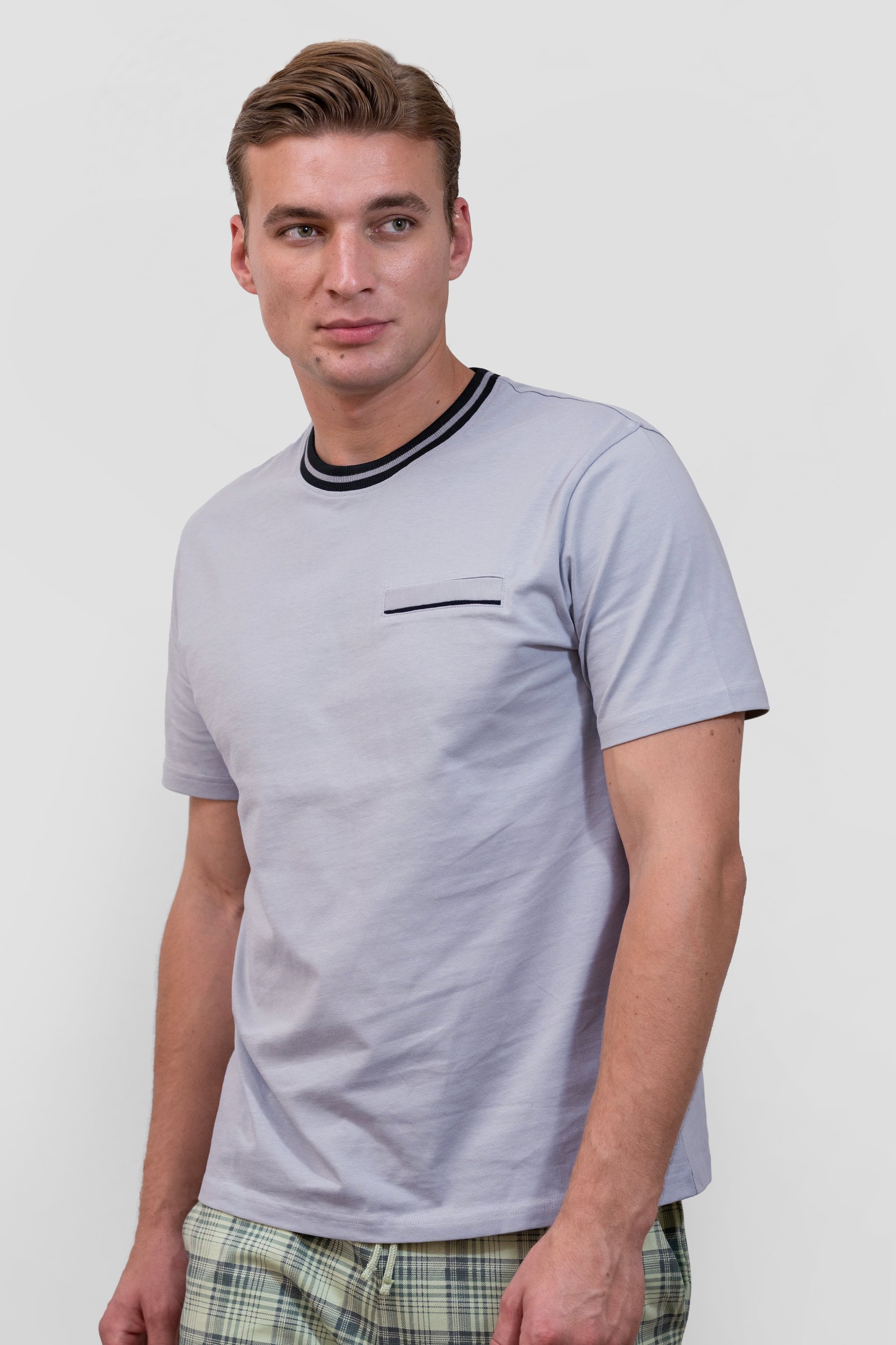 Enorsia Men's Grey Twin Tipped T-Shirt - Uk S