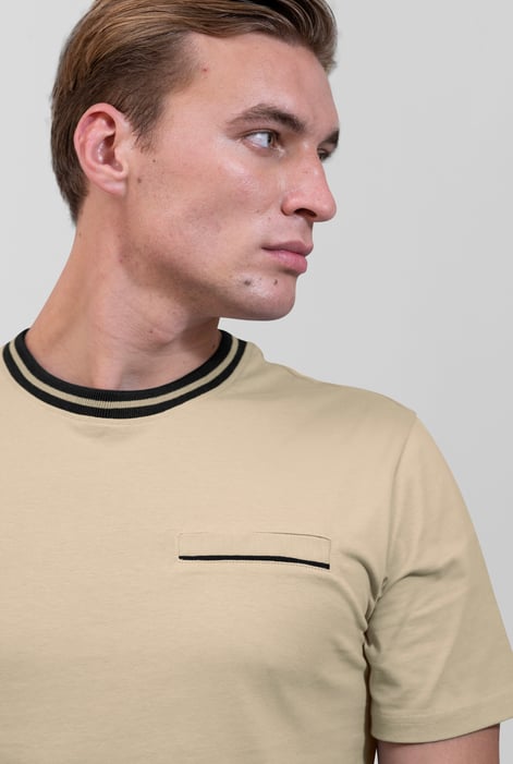 Mens Cream Twin Tipped T-Shirt