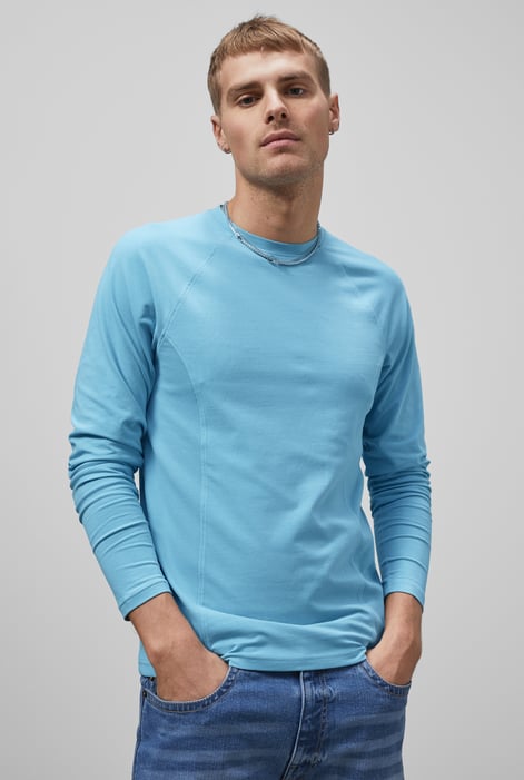 Blue Raglan With Side Panel Rib T-Shirt