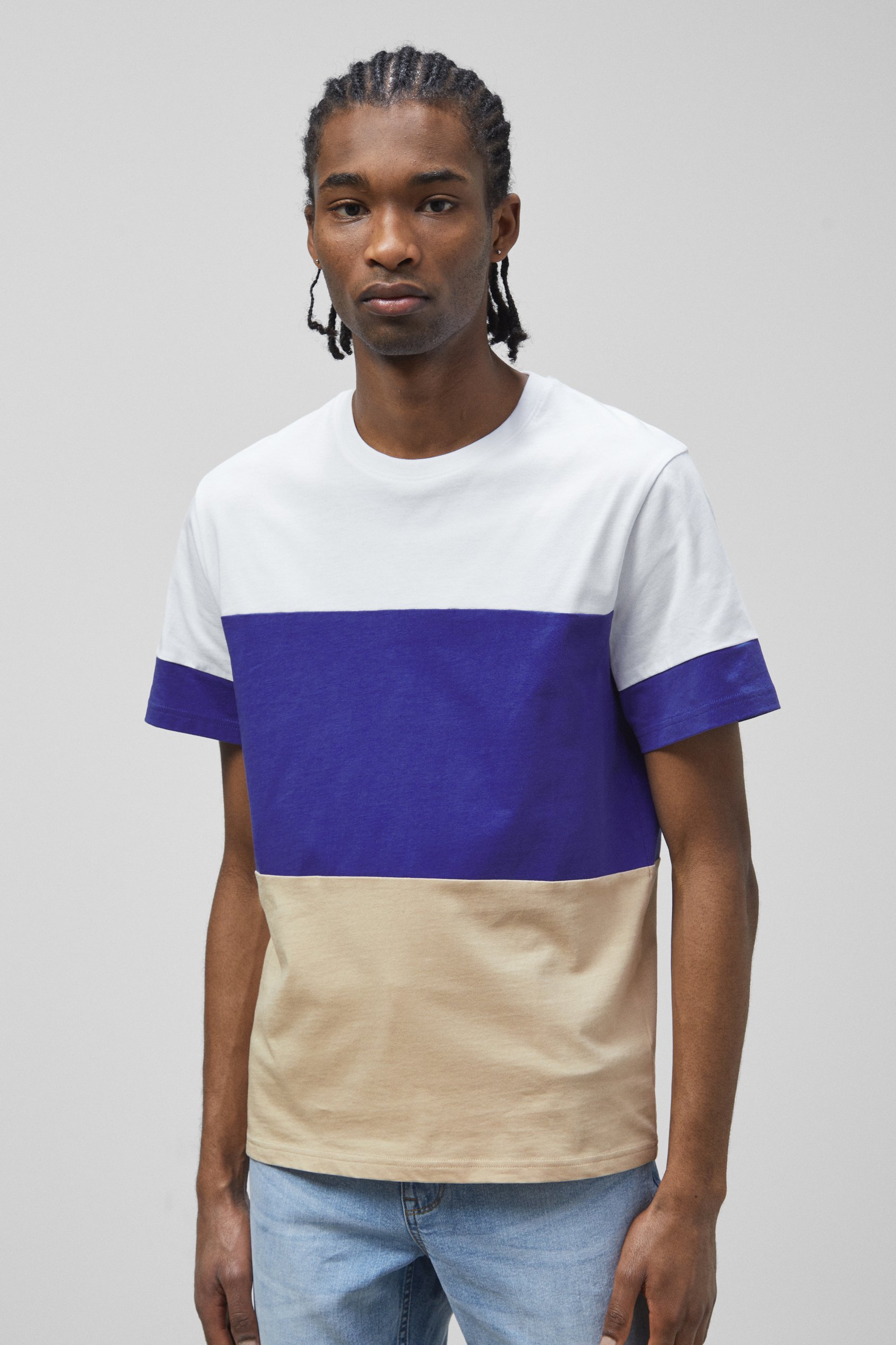 Enorsia Men's Blue Colour Block T-Shirt - Uk Xl