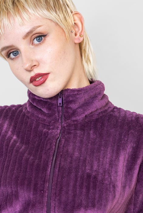 Purple Supersoft Coral Fleece Zip Through Dressing Gown
