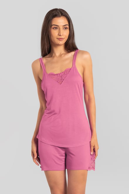 Shoulder Straps Lace Up Cami Set