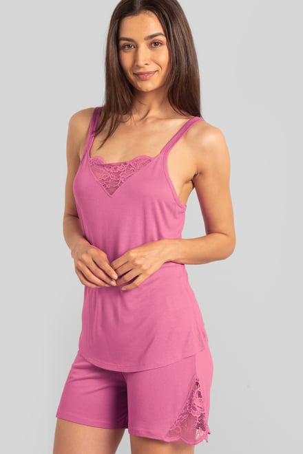 Shoulder Straps Lace Up Cami Set