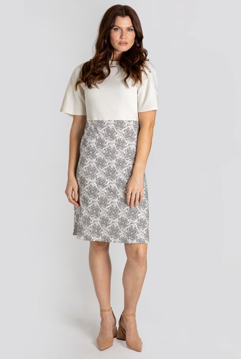 Black Printed Skirt Detail Design Jersey Dress