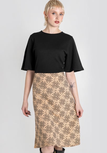 Printed Skirt Detail Design Jersey Dress