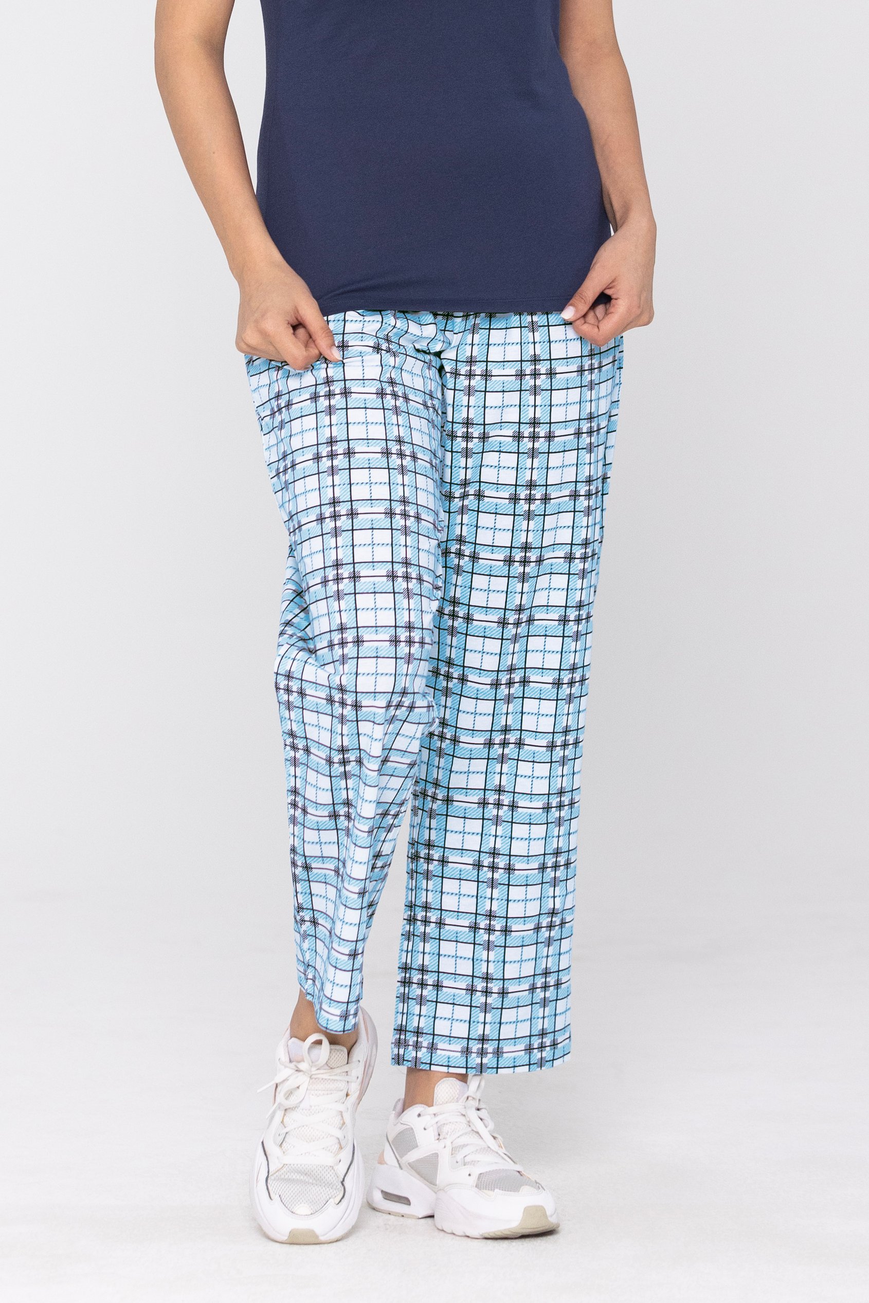 Enorsia Women's Blue Geo Print Wide Leg Pyjamas - Uk 16