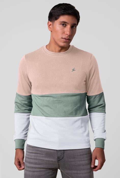 White Long Sleeve Colourblock Sweatshirts