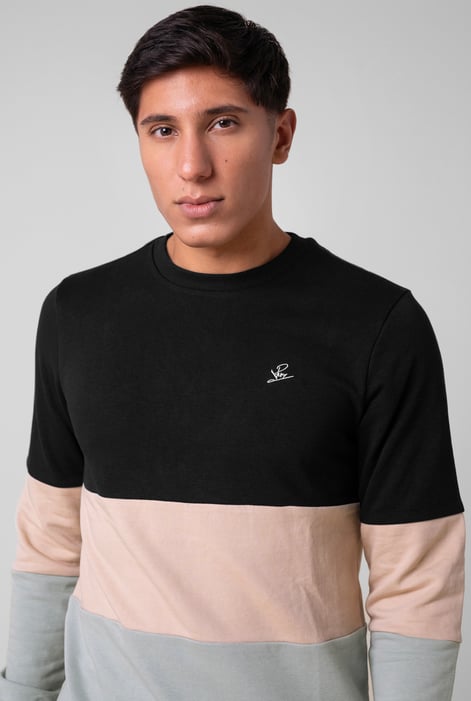 Black Long Sleeve Colourblock Sweatshirts