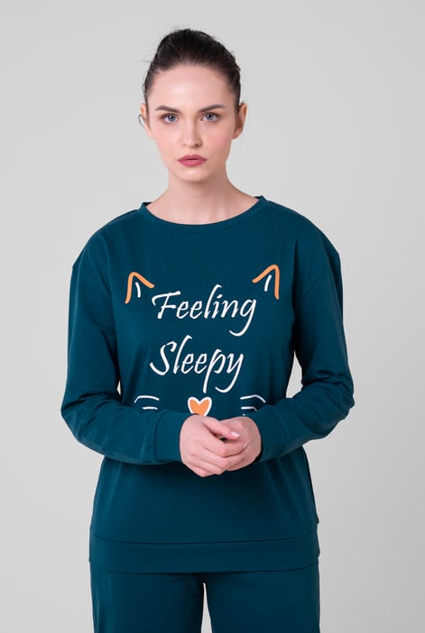 Green Feeling Sleepy Long Sleeve Pyjama Set