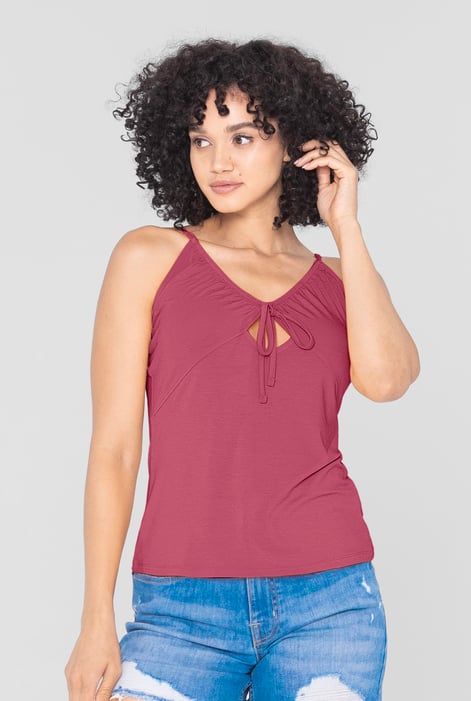 Pink Key Hole Tie Detail Cami