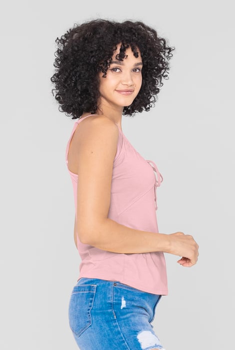 Pink Key Hole Tie Detail Cami