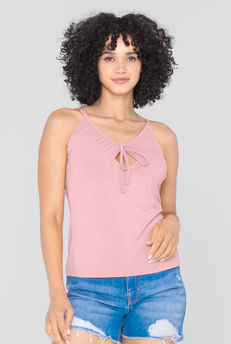 Pink Key Hole Tie Detail Cami
