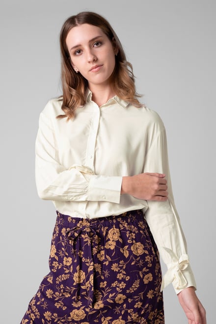 Tie-Cuff LS Viscose Shirt