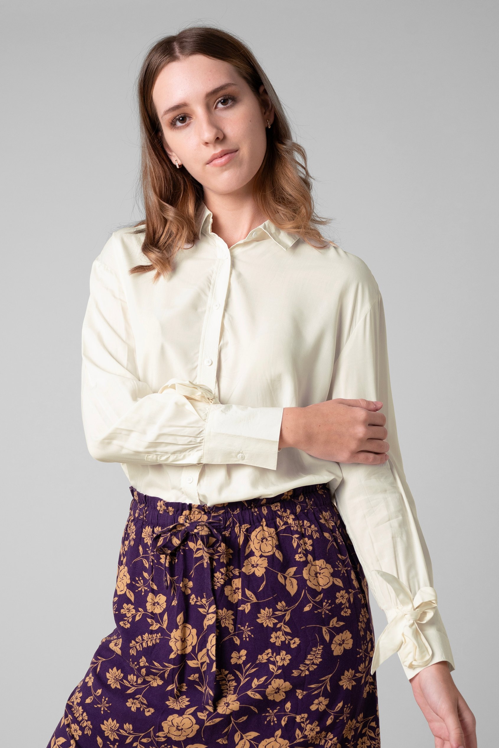 Tie-Cuff LS Viscose Shirt