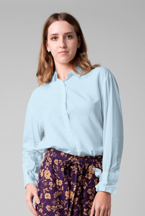White Tie-Cuff LS Viscose Shirt