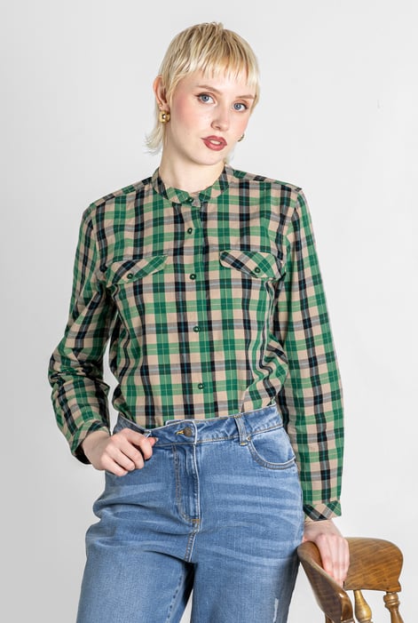 Womens Green Regular Fit Paper-Touch Poplin Shirt
