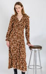 Paisley Printed Viscose Shirred Maxi Dress