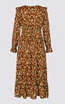 Paisley Printed Viscose Shirred Maxi Dress