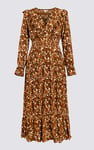 Paisley Printed Viscose Shirred Maxi Dress