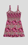 Frill Hem Smocked Back Printed Mini Dress