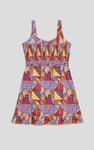 Frill Hem Smocked Back Printed Mini Dress