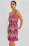 Frill Hem Smocked Back Printed Mini Dress