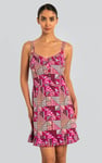 Frill Hem Smocked Back Printed Mini Dress