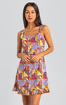 Frill Hem Smocked Back Printed Mini Dress