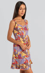 Frill Hem Smocked Back Printed Mini Dress