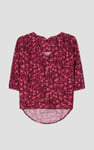 Womens Floral Print Button Front Blouse