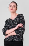 Womens Floral Print Button Front Blouse