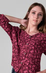 Womens Floral Print Button Front Blouse