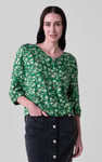 Womens Floral Print Button Front Blouse