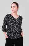 Womens Floral Print Button Front Blouse