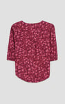 Womens Floral Print Button Front Blouse