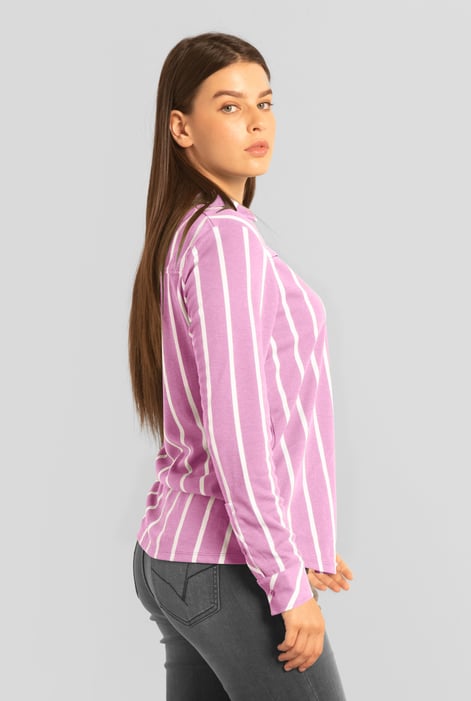 Pink Long Sleeve Striped Smart Shirt