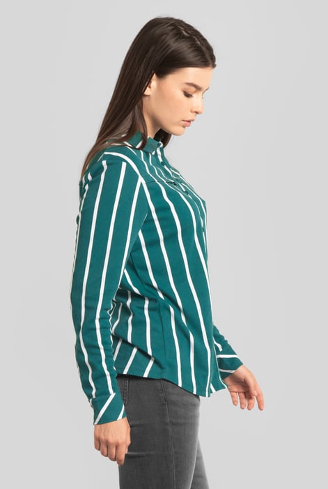 Green Long Sleeve Striped Smart Shirt