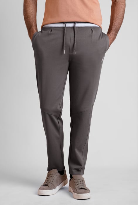 Men's Grey Striped Rib Waistband Jersey Trouser