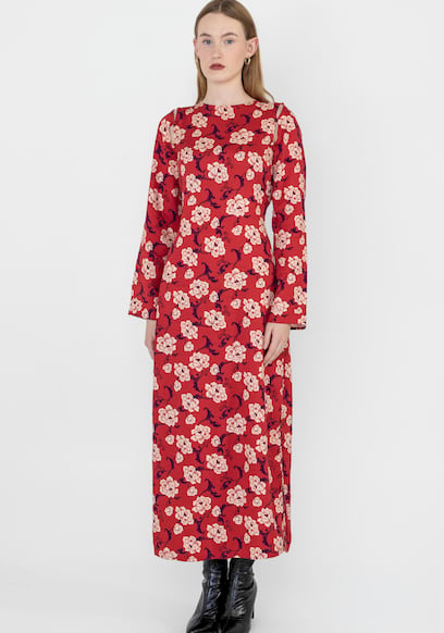 Floral Elegance Maxi Dress With Removable Sleeve