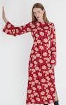 Floral Elegance Maxi Dress With Removable Sleeve