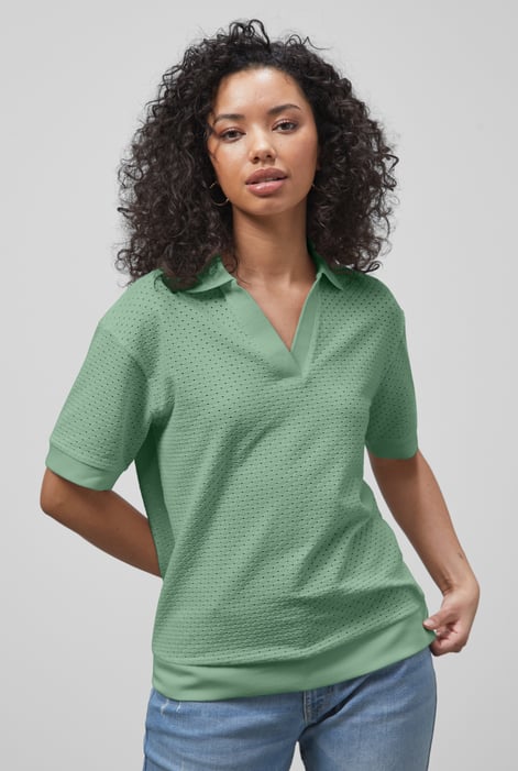 White Mesh Textured Polo Shirts