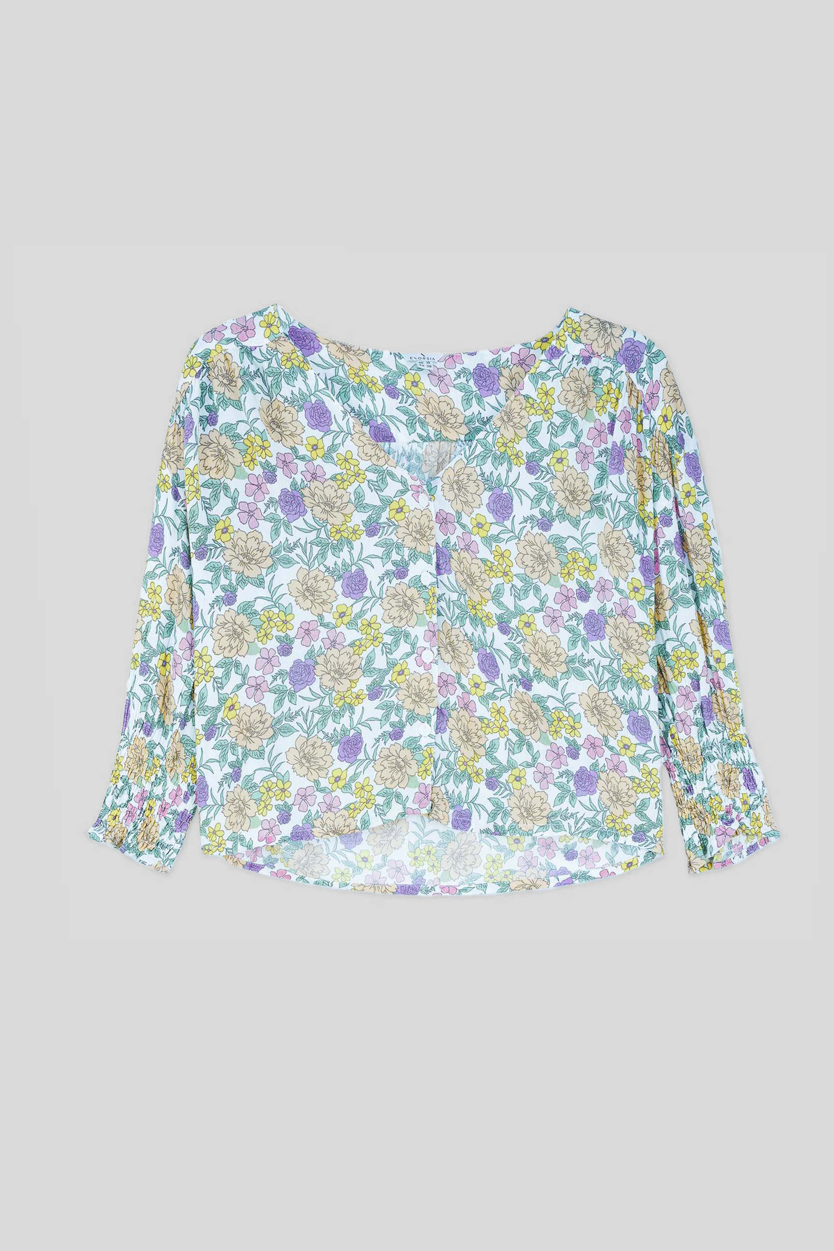 Printed Flute Sleeve Blouse