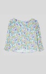 Printed Flute Sleeve Blouse
