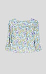 Printed Flute Sleeve Blouse