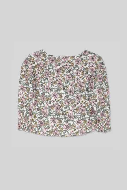 Printed Flute Sleeve Blouse