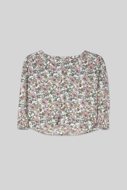 Printed Flute Sleeve Blouse