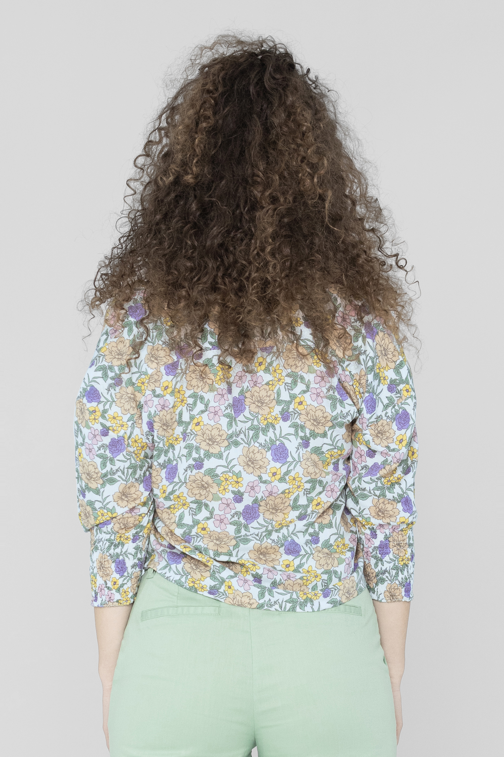Printed Flute Sleeve Blouse
